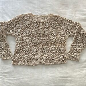 Beige Crochet Openwork Women’s Sweater